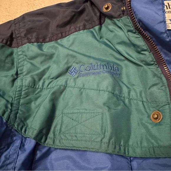 Vintage Columbia Williwaw Kids Girl’s Blue and Green Colorblock Jacket - Picture 4 of 16